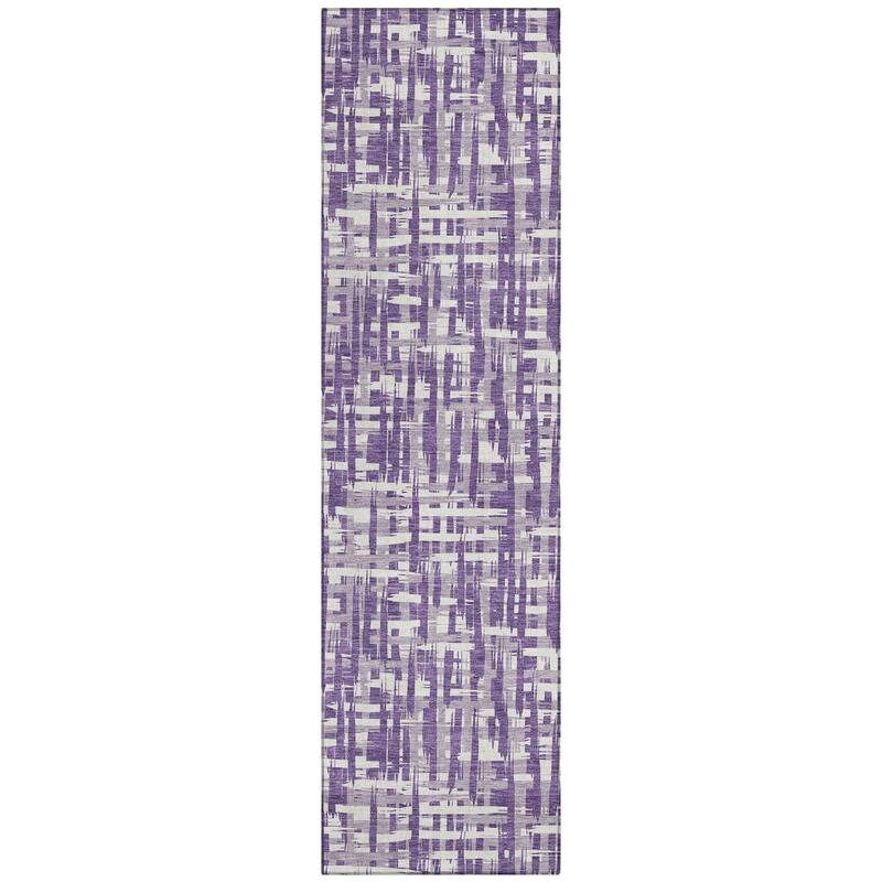 Machine Washable Indoor/ Outdoor Modern Crosshatch Chantille Rug