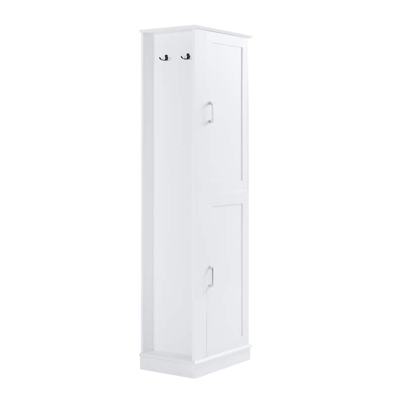 GDFStudio - Arden Tall Freestanding Bathroom Storage Cabinet with Hooks and Adjustable Shelves