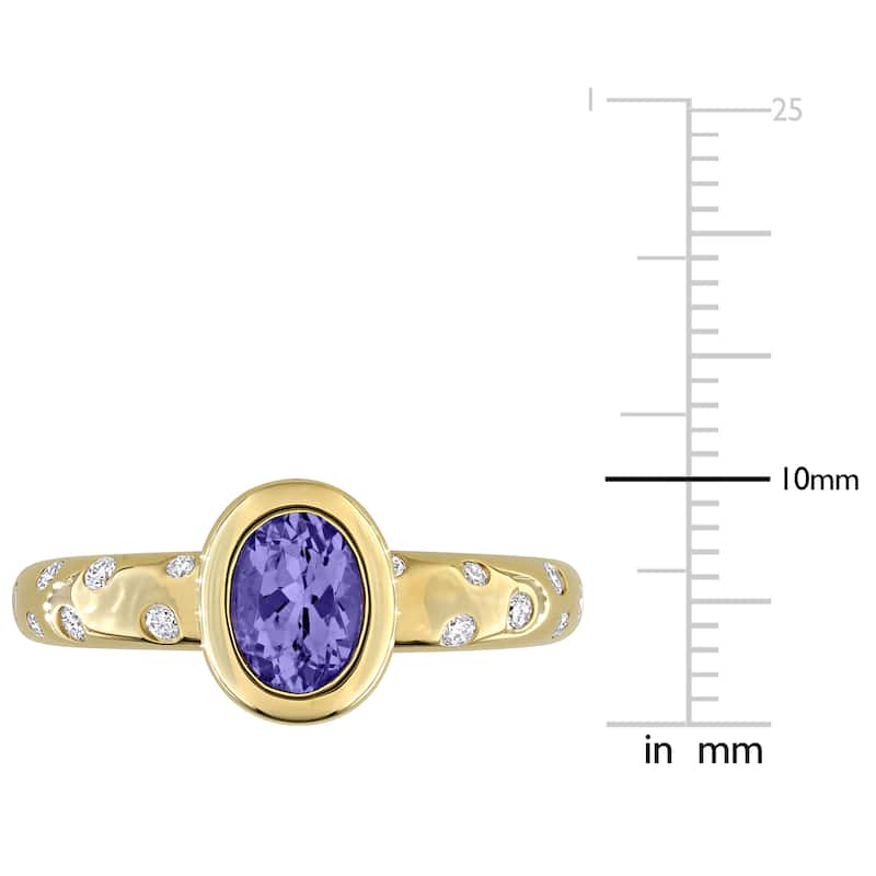 Miadora Gemstone and 1/4ct TDW Diamond Ring in 10k Yellow Gold