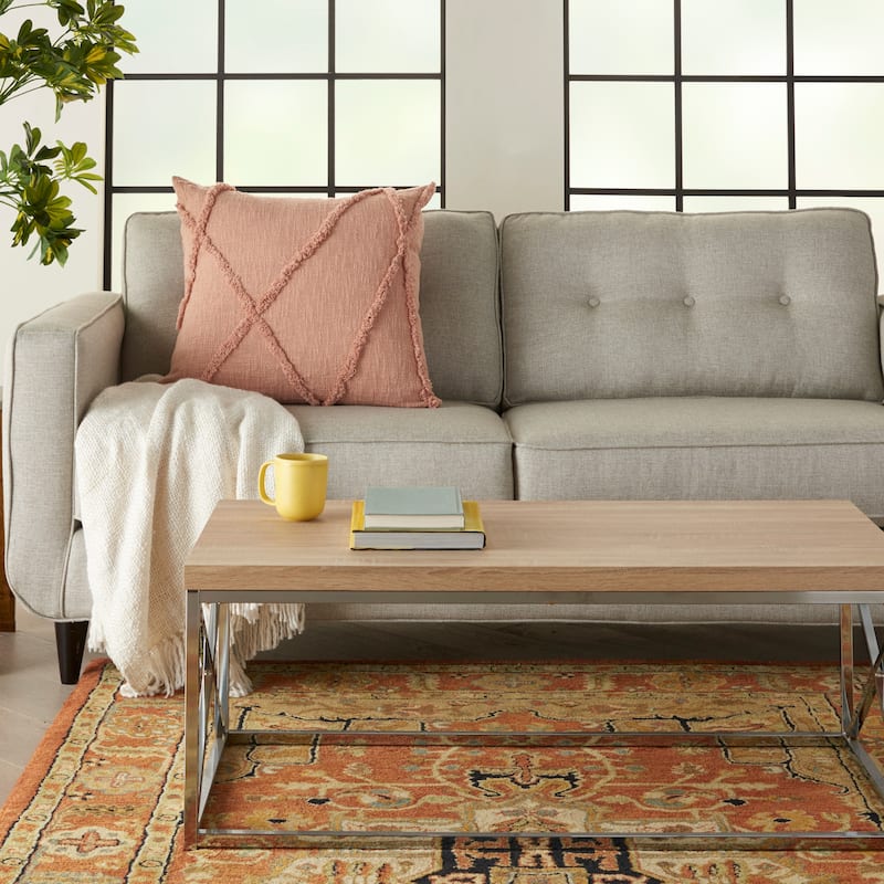Mina Victory Distressed Diamond Boho Throw Pillow