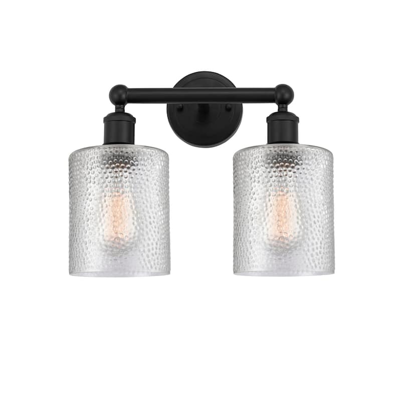 Innovations Lighting 616-2W-12-14 Cobbleskill Vanity Cobbleskill 2 - Matte Black / Clear