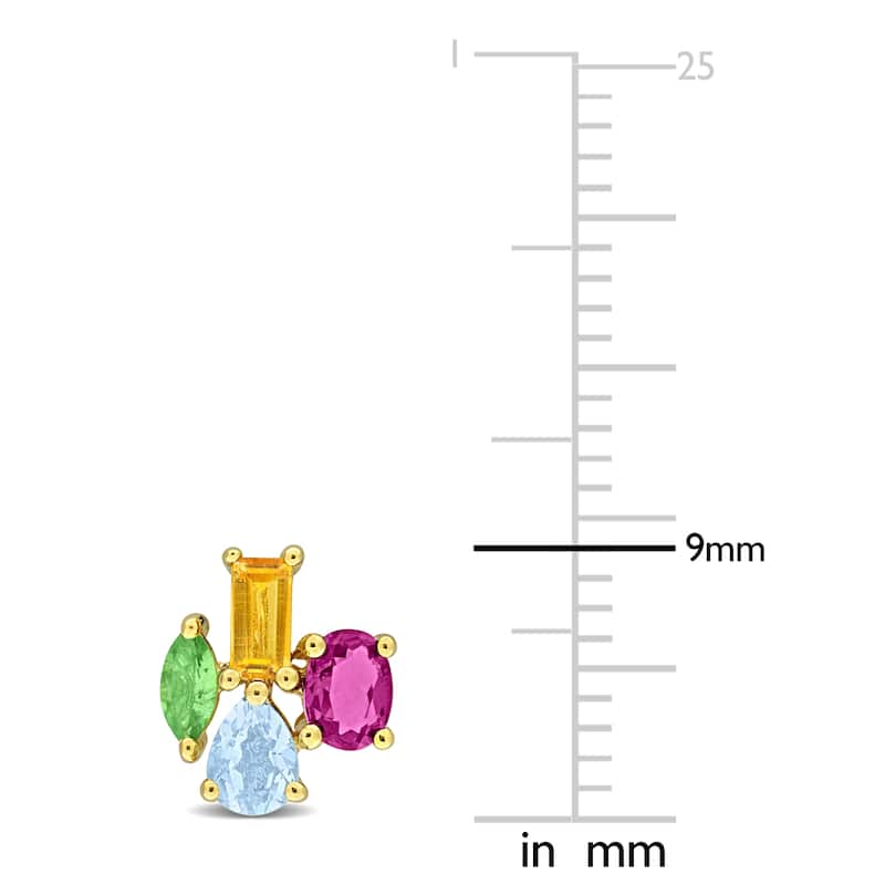 Miadora Multi-Gem Cluster Stud Earrings Sterling Silver