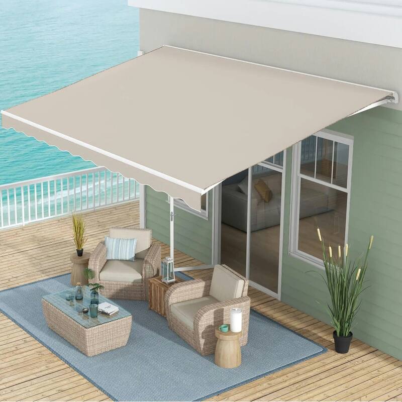 16'x10' Electric Awning, Retractable, Remote Controller, Manual Crank