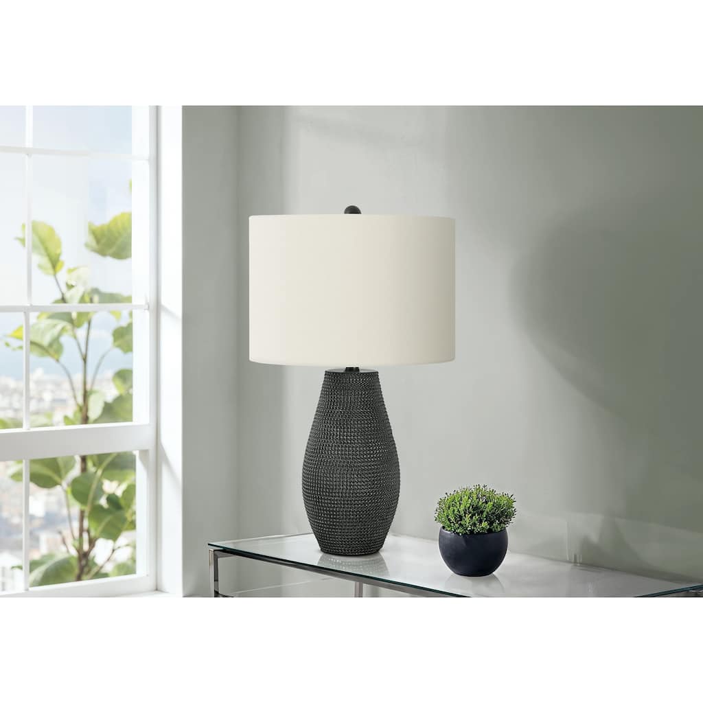 Contemporary Table Lamp 24 Inch Height Textured Resin Base Fabric Shade
