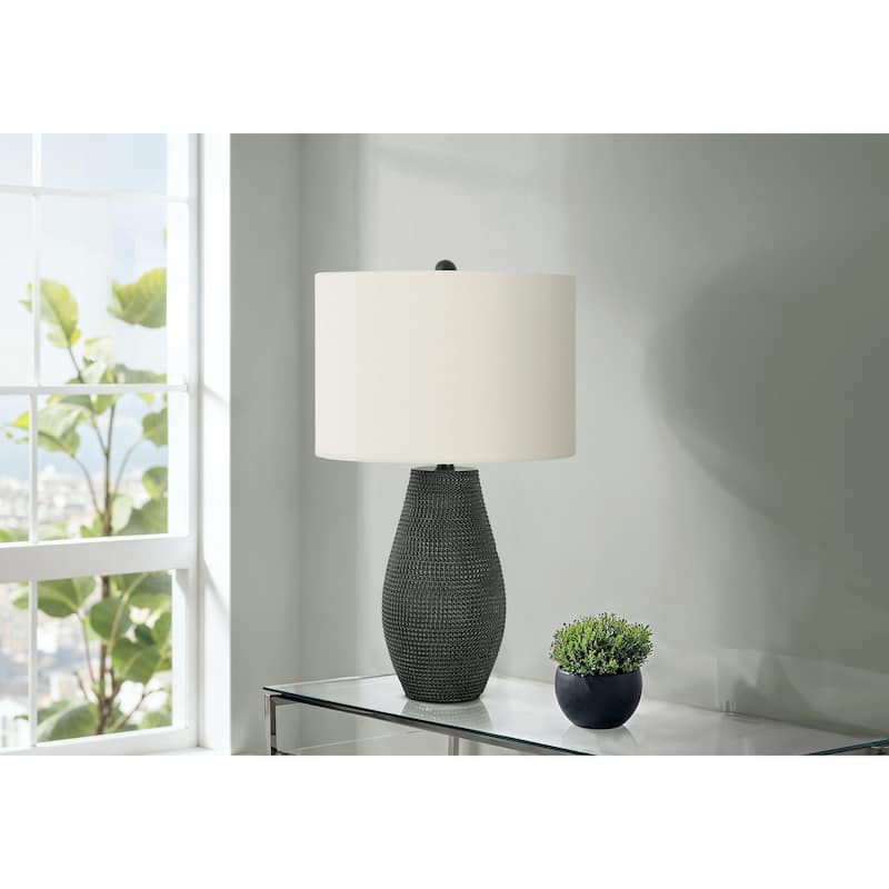 Lighting, 24"h, Table Lamp, Black Resin, Ivory / Cream Shade, Contemporary