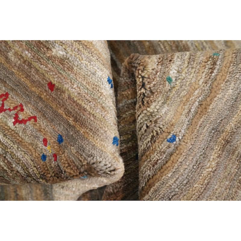 Hand Knotted Oriental Viscose Silk Carpet Tribal Animal Pictorial Brown Gabbeh Area Rug - 9' 3'' X 9' 5''