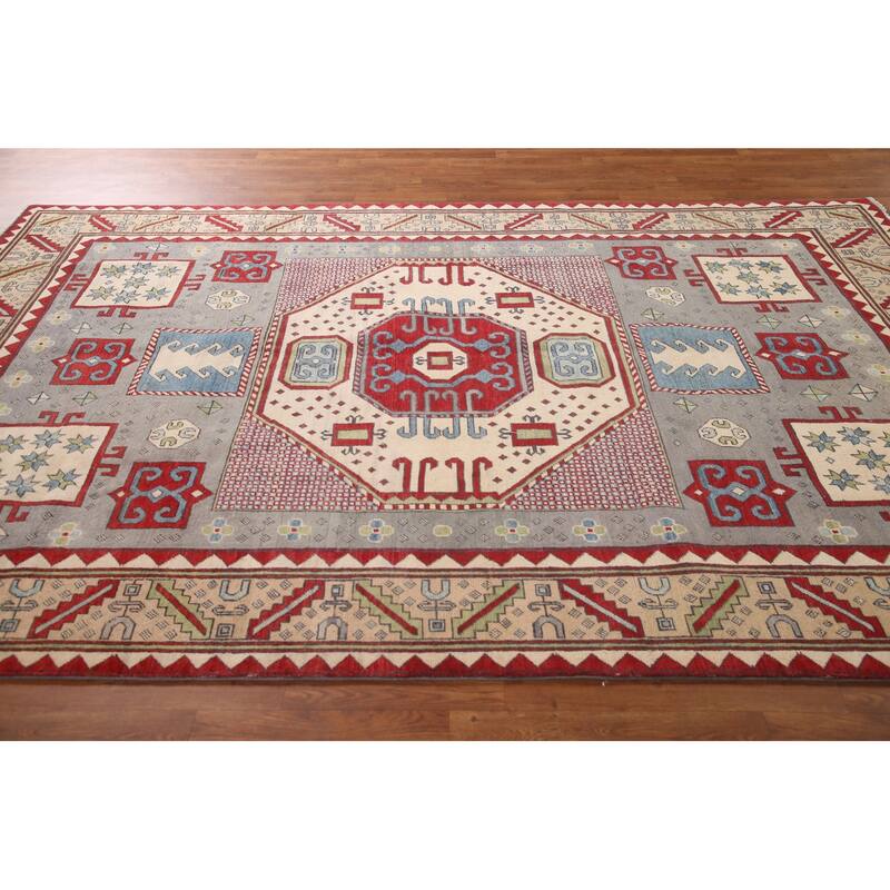 Kazak Oriental Area Rug Handmade Wool Carpet - 6'8" x 10'2"