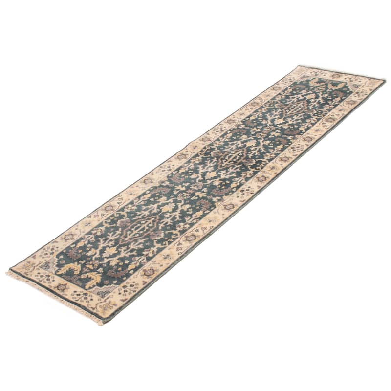 ECARPETGALLERY Hand-knotted Royal Oushak Teal Wool Rug - 2'7 x 9'11