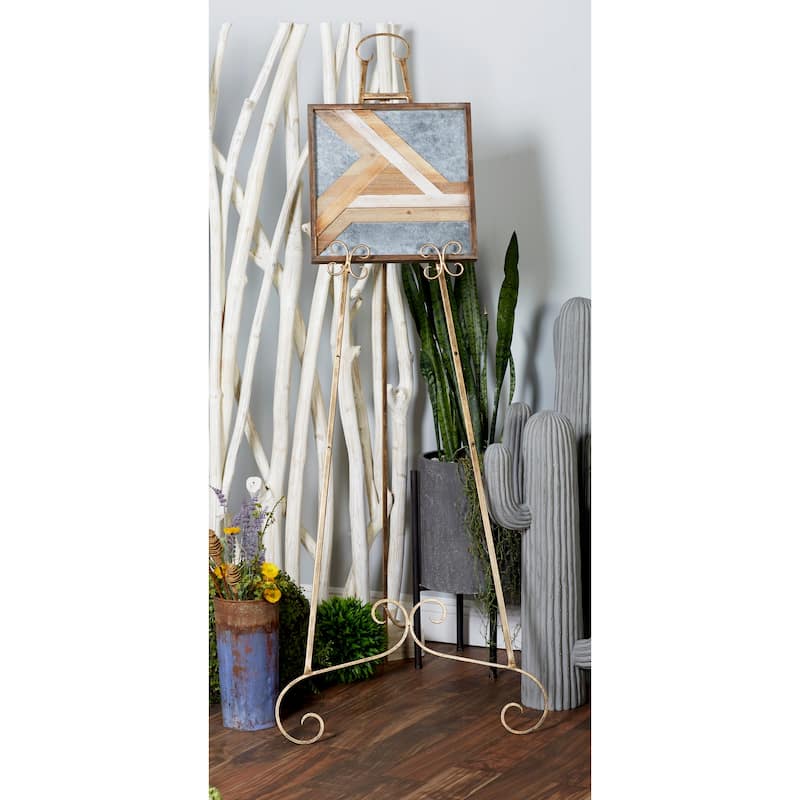67 inch Traditional Iron Scrolled Easel - Gold