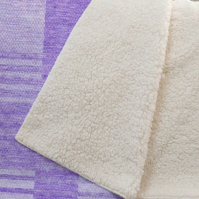 Premium Machine Washable Contemporary Sherpa Throw Blanket