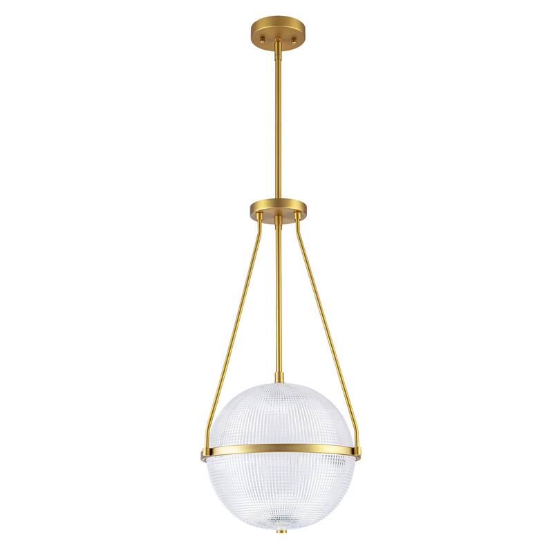 3-Light 13.78" Black/Gold Mid-Century Modern Grid Glass Globe Bubble Pendant Light Kitchen Island Lighting
