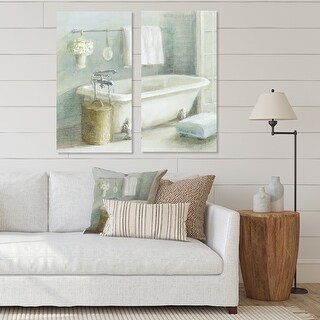 Designart "Pastel Bath I" Bathroom Canvas Wall Art Print 2 Piece Set ...