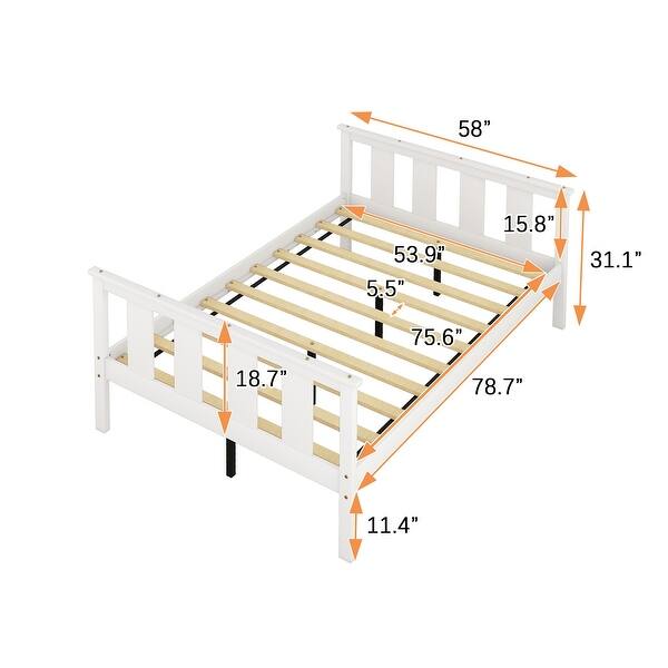 dimension image slide 1 of 3, Full Size Classic Modern Design Wood Platform Bed Bed Frame with Footboard and Headboard