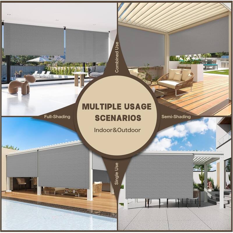 AECOJOY Outdoor Roller Shade Sun Shade Cover Canopy Shade Blinds
