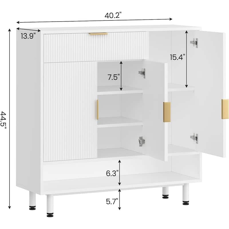 Shoe Storage Cabinet Shoe Organizer 3 Adjustable Shelves Metal Legs