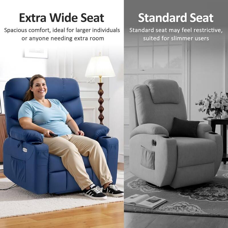 MCombo Wide Power Lift Recliner Chair with Extended Footrest for Big Elderly People, Faux Leather R7289