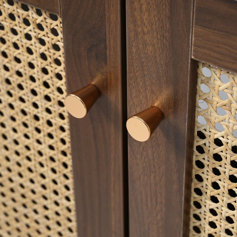 30" Handwoven Bamboo Door Bathroom Vanity with Soft-Close MDF Cabinet