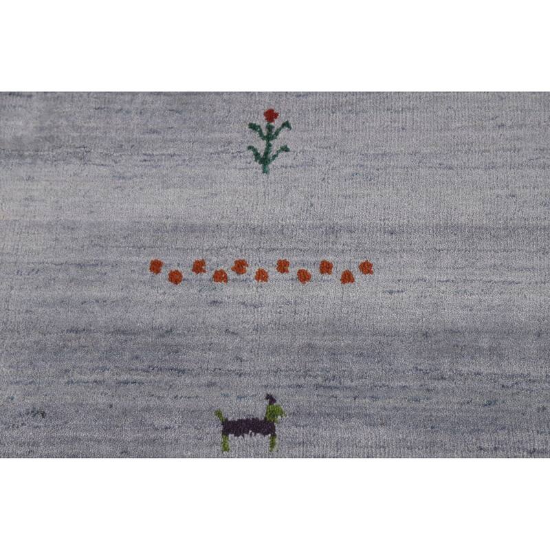 Hand Knotted Oriental 100% Wool Carpet Tribal Animal Pictorial Greys & Charcoal Gabbeh Area Rug - 9' 9'' X 8' 2''