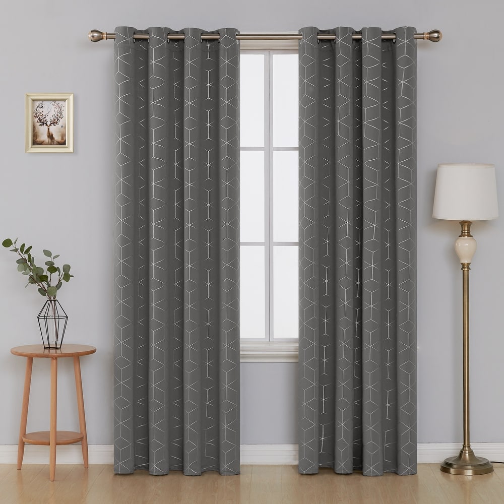 Deconovo Decorative Silver Diamond Curtains (2 Panel)