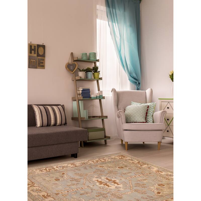 ECARPETGALLERY Hand-knotted Jules Serapi Light Blue Wool Rug - 8'2 x 10'0