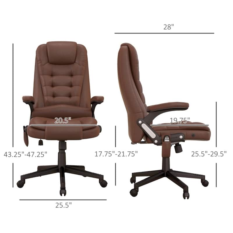 PU Leather Adjustable Seat Height Office Chair with Massage and Heating Function Swivel Base