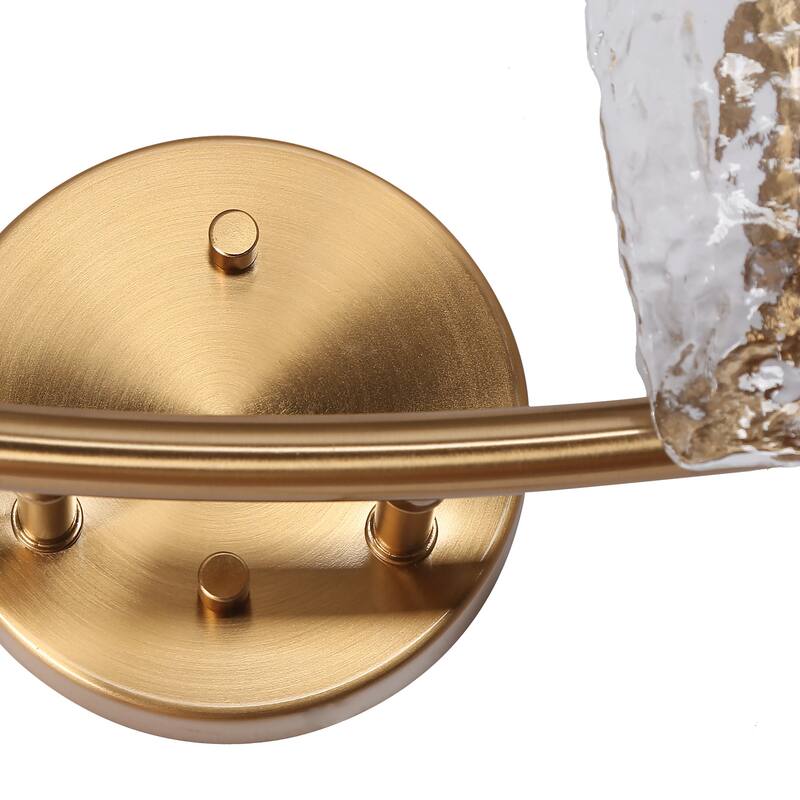 Fenro Modern 3-Light Gold Bathroom Vanity Light Textured Glass Wall Sconce