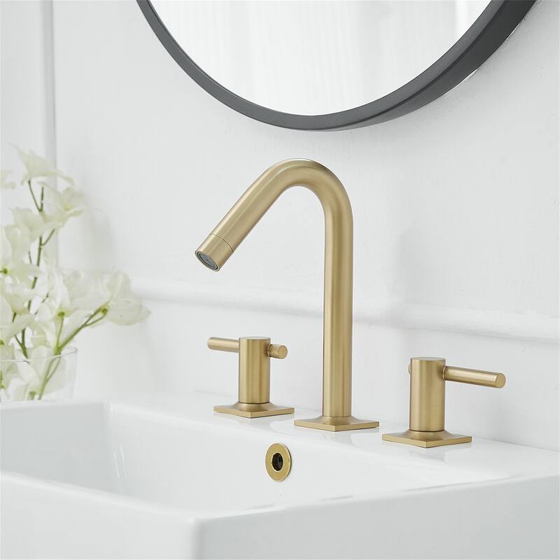 8 Inch Widespread Bathroom Sink Faucet with Drain Assembly Brass Modern 3 Hole Bathroom Basin Vanity Faucets