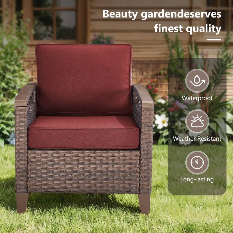 Gymojoy Wicker Patio Chairs Set of Two with Olefin Cushions Water-Resistant