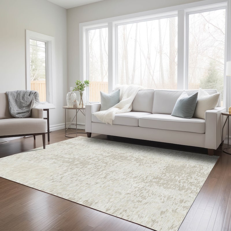 Machine Washable Indoor/ Outdoor Modern Abstract Chantille Rug