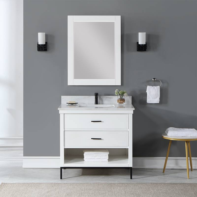 Altair Kesia Bathroom Vanity with Composite Stone Countertop with Mirror