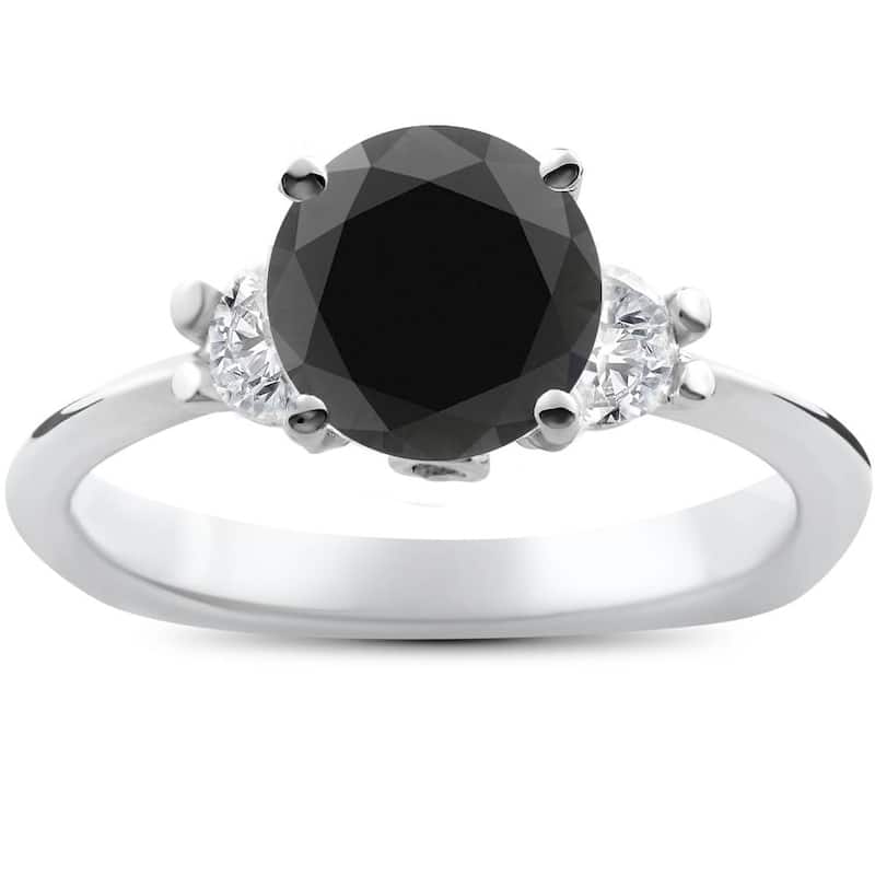 1 3/8ct Black Diamond Engagement Accent Anniversary Ring White Gold