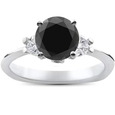 1 3/8ct Black Diamond Engagement Accent Anniversary Ring White Gold