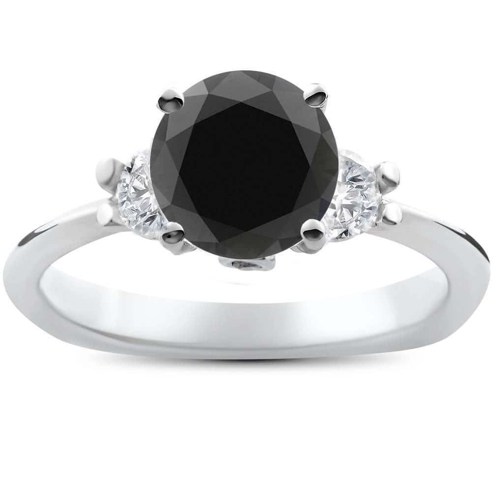 Bliss Diamond 1 3/8ct Black Diamond Engagement Accent Anniversary Ring White Gold