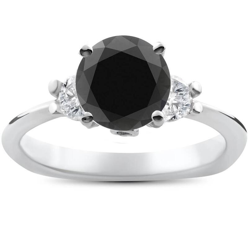 Bliss Diamond 1 3/8ct Black Diamond Engagement Accent Anniversary Ring White Gold - 8