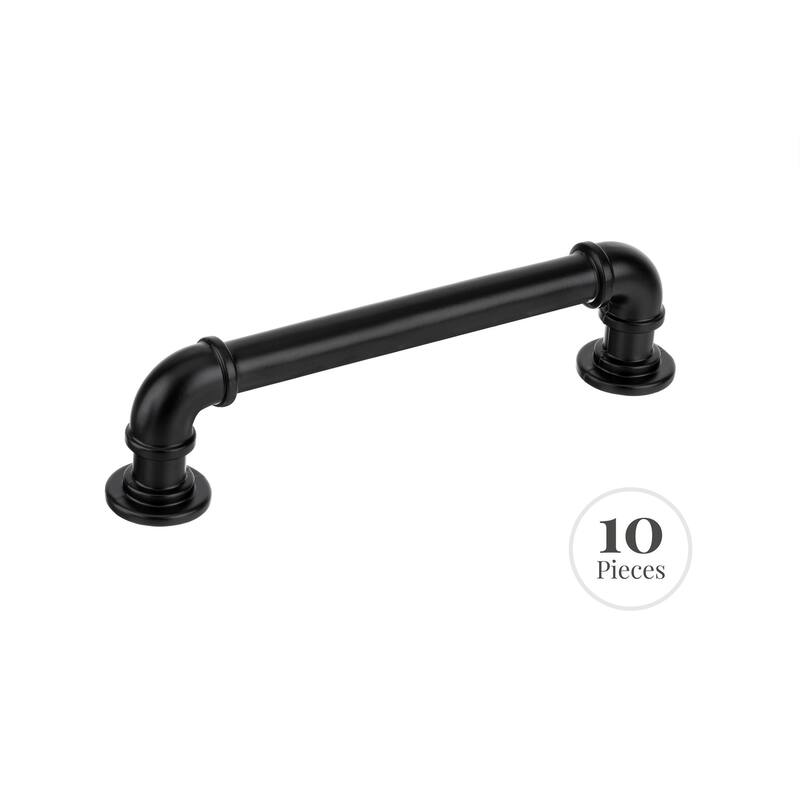 Industrialist 10-Pack Cabinet Industrial Pipe Pull for Kitchen - Matte Black