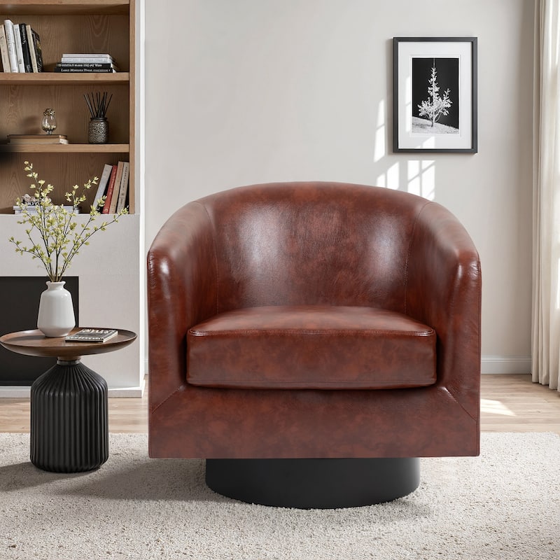 2 Set Modern Wide Round Swivel Accent Barrel Chairs