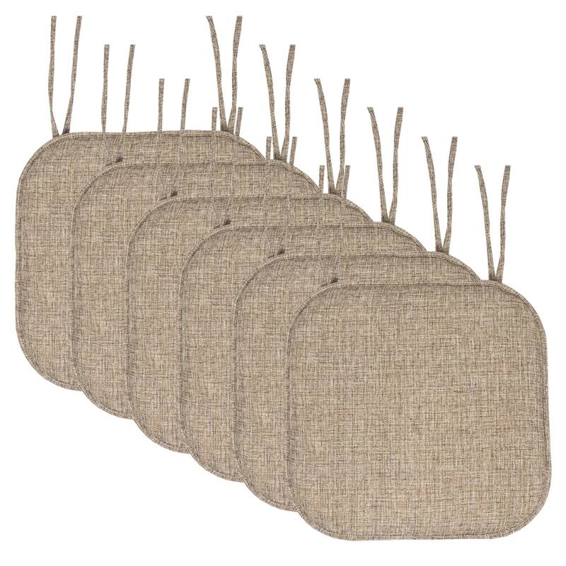 Aria Memory Foam Non-Slip Chair Pad with Ties - Brown - Set of 6
