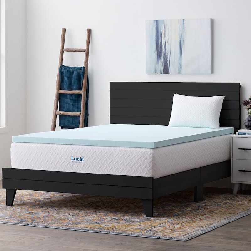 Lucid 2 Inch Gel and Aloe Memory Foam Topper - Full- No Cover