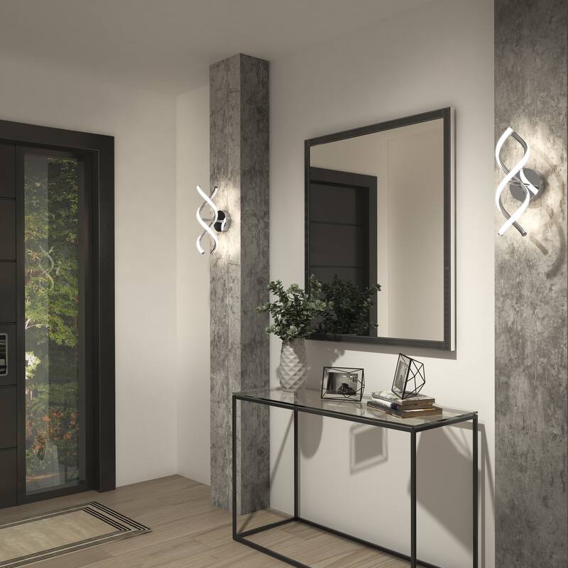 Artika DNA LED Integrted Wall Sconce Light Fixture, Chrome