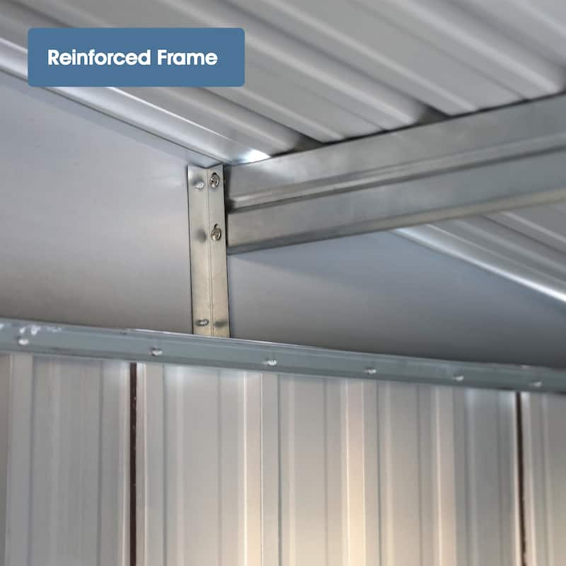 8 ft X 6ft Outdoor Metal Storage Shed, Galvanized Steel Garden Shed with 4 Vents and Double Sliding Door