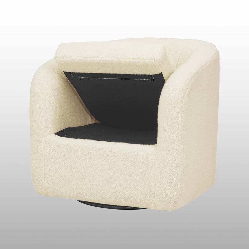 Teamson home - Monroe faux shearing 28.75" Swivel Tub Chair, Ivory - 28"L x 29.5"W x 28.75"H