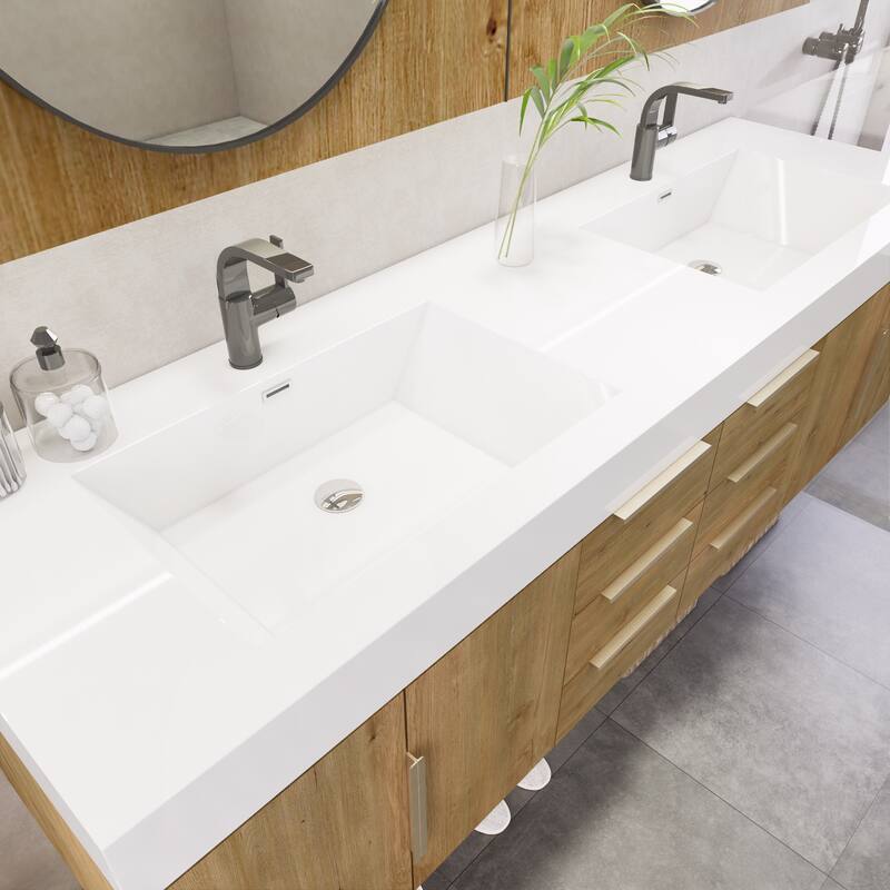Noble 72" Floating Vanity with Reinforced Acrylic Double Sink