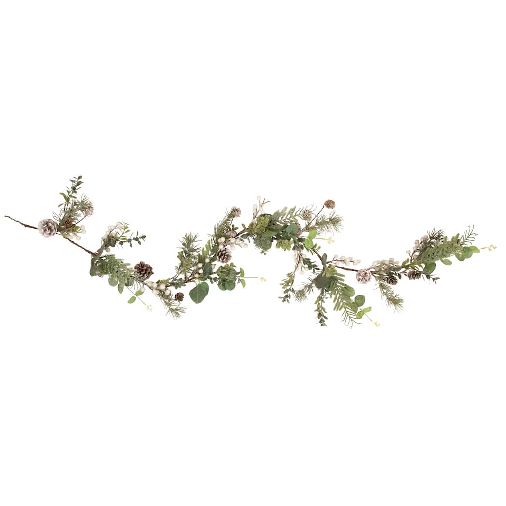 5' White Berry, Eucalyptus and Pinecone Christmas Garland - Unlit