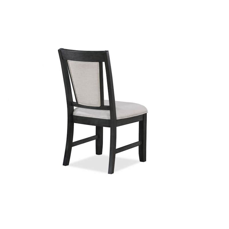 2pc Contemporary Dining Side Chair Upholstered Padded Seat Back Gray Finish Wooden Furniture Dining Room