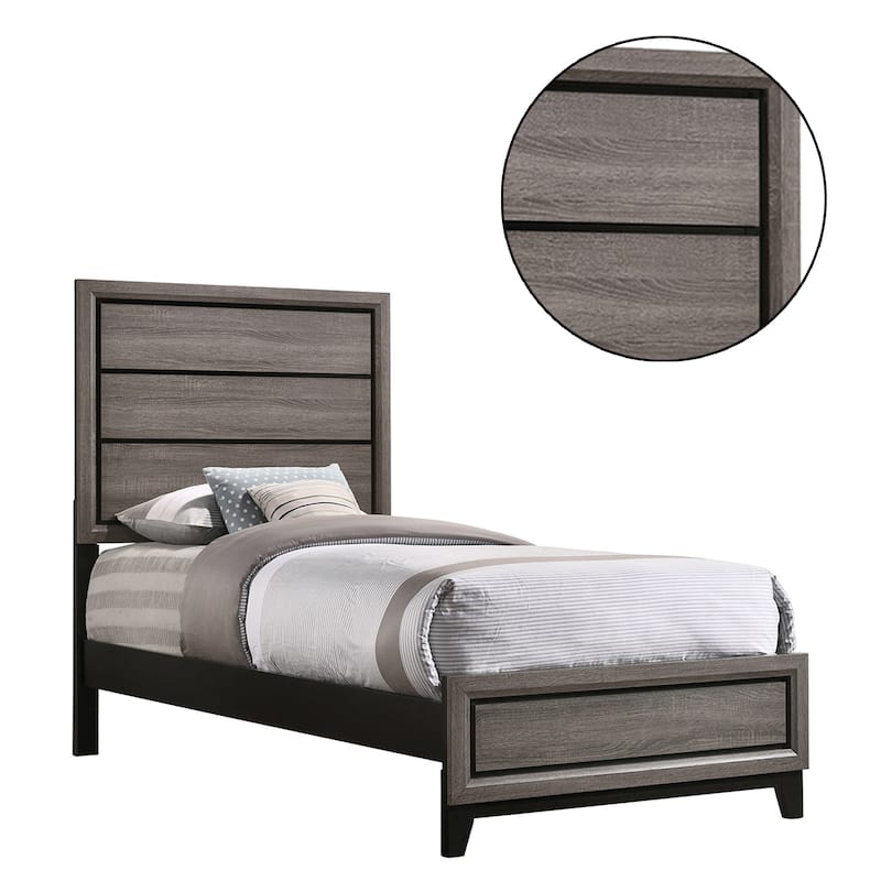 Wooden Full Bed in Grey Oak And Black