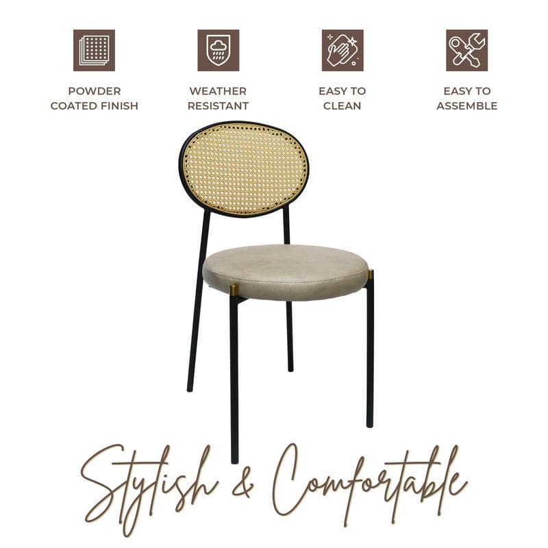 LeisureMod Euston Modern Dining Chair with Upholstered Velvet Seat - Wicker Back and White Stainless Steel Legs Accent Chair