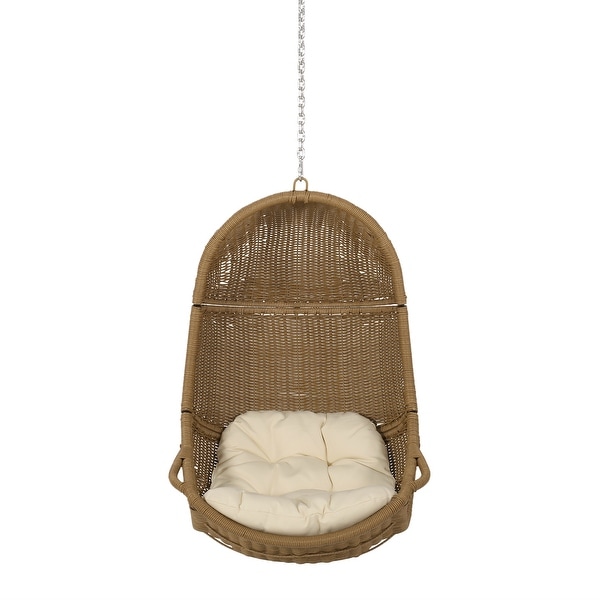 Layla outdoor wicker hanging basket chair with cushions by christopher knight home top