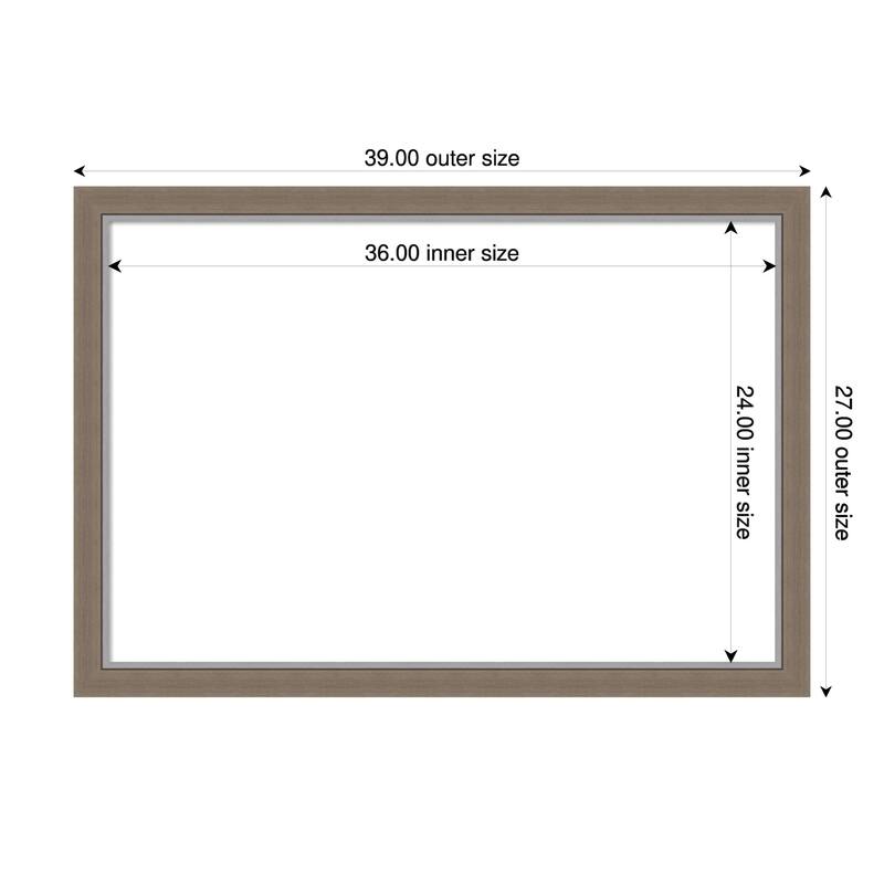 Amanti Art Eva Black Silver Narrow Framed Dry Erase Magnetic Board - 39 x 27 in - Eva Brown Narrow