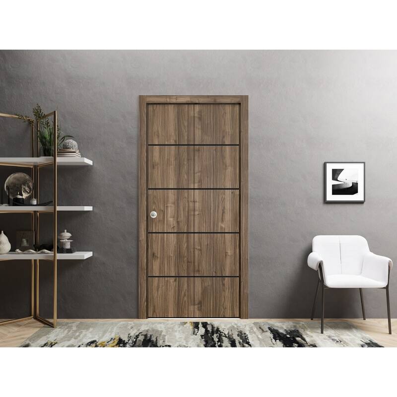 Bi-fold Doors 36 x 80 Planum 0015 Walnut with Sturdy Tracks