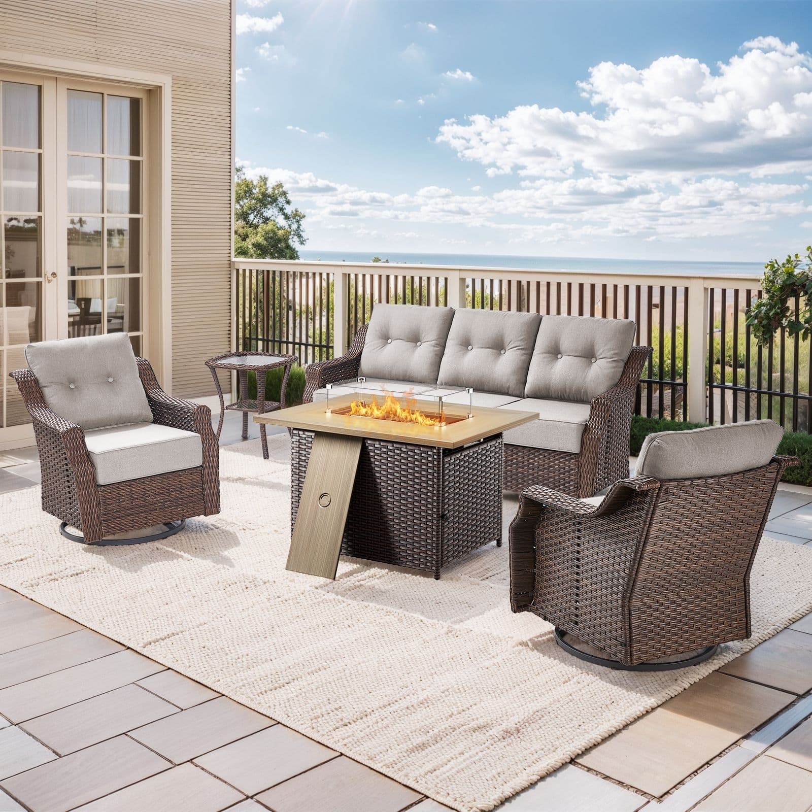 Option Brown Wicker & Beige Cushion